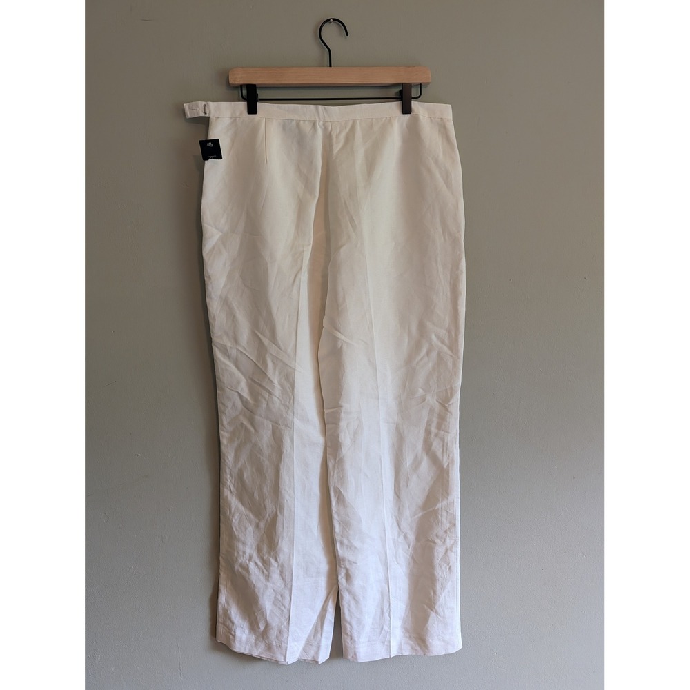 NWT Kasper White Linen Blend Straight Leg Lined Dress Pants Size 12 Side Zip - Picture 7 of 11